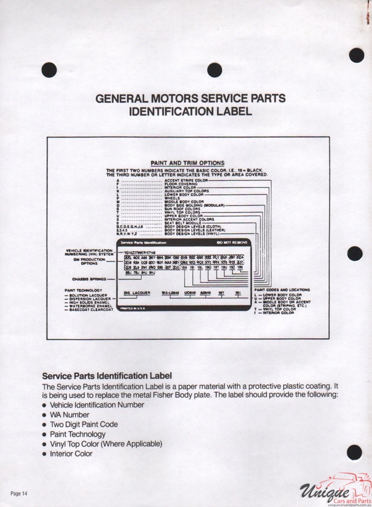 1993 General Motors Paint Charts DuPont 14